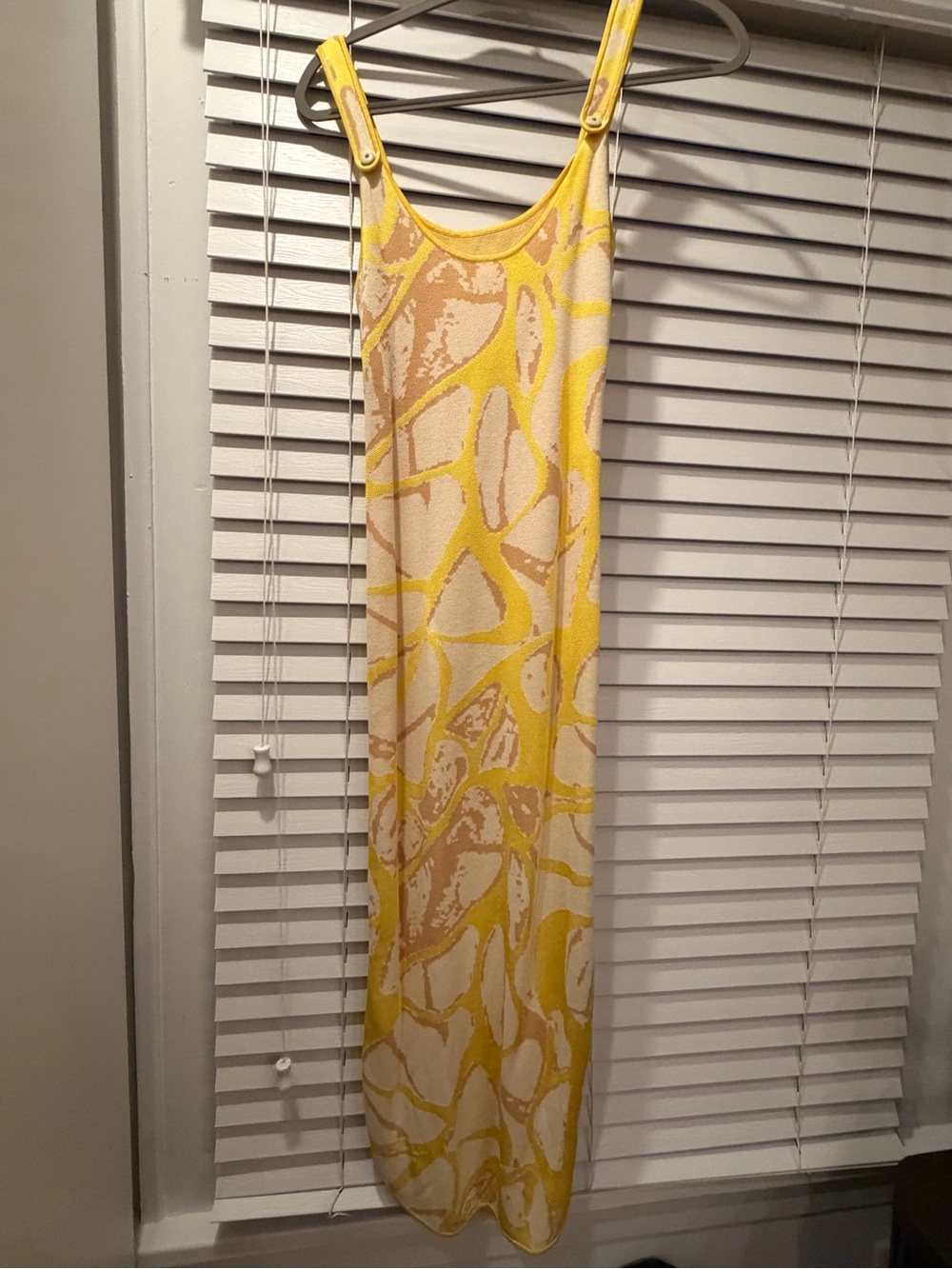 Alexis Yellow and Cream Abstract Slip Midi Dress
